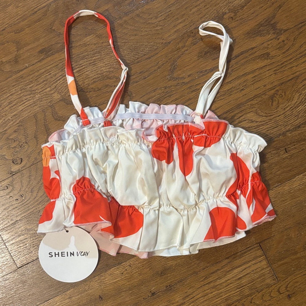 NWT Shein Vcay Crop Top, Size Small, Super Cute! Tropical, Stretchy